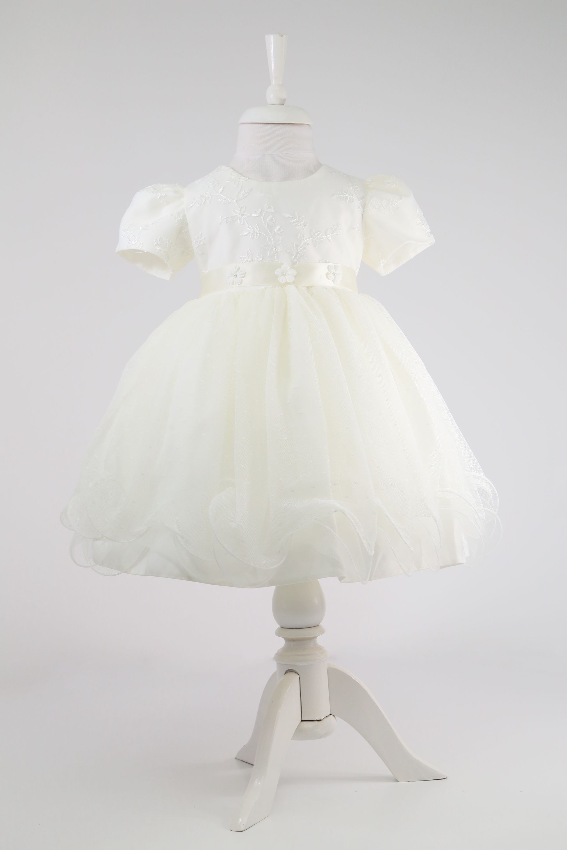 Baby Girls Balloon Sleeve Tulle Dress – B1038