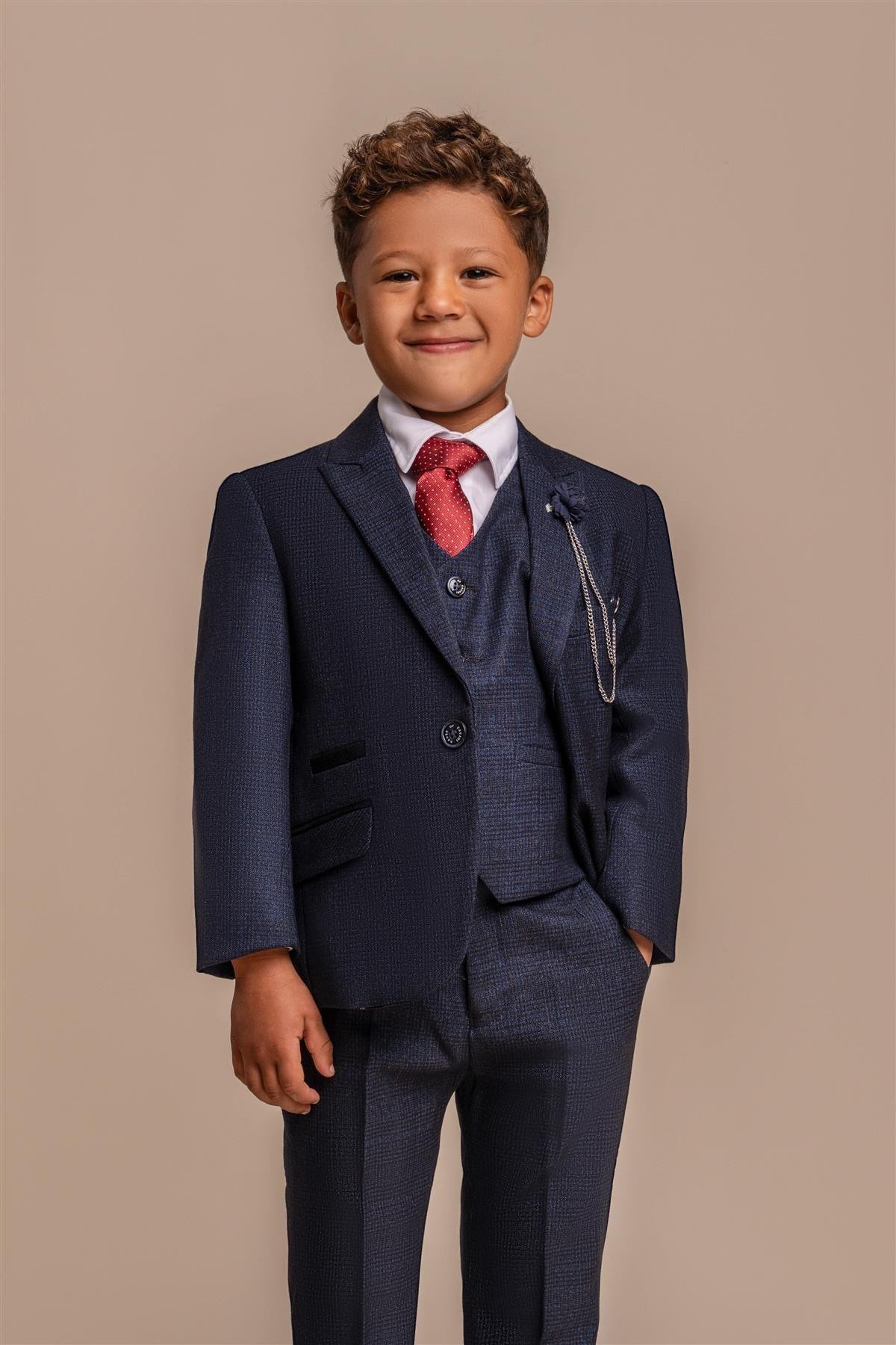 Boys Slim Fit Formal Suit - CARIDI - Navy Blue