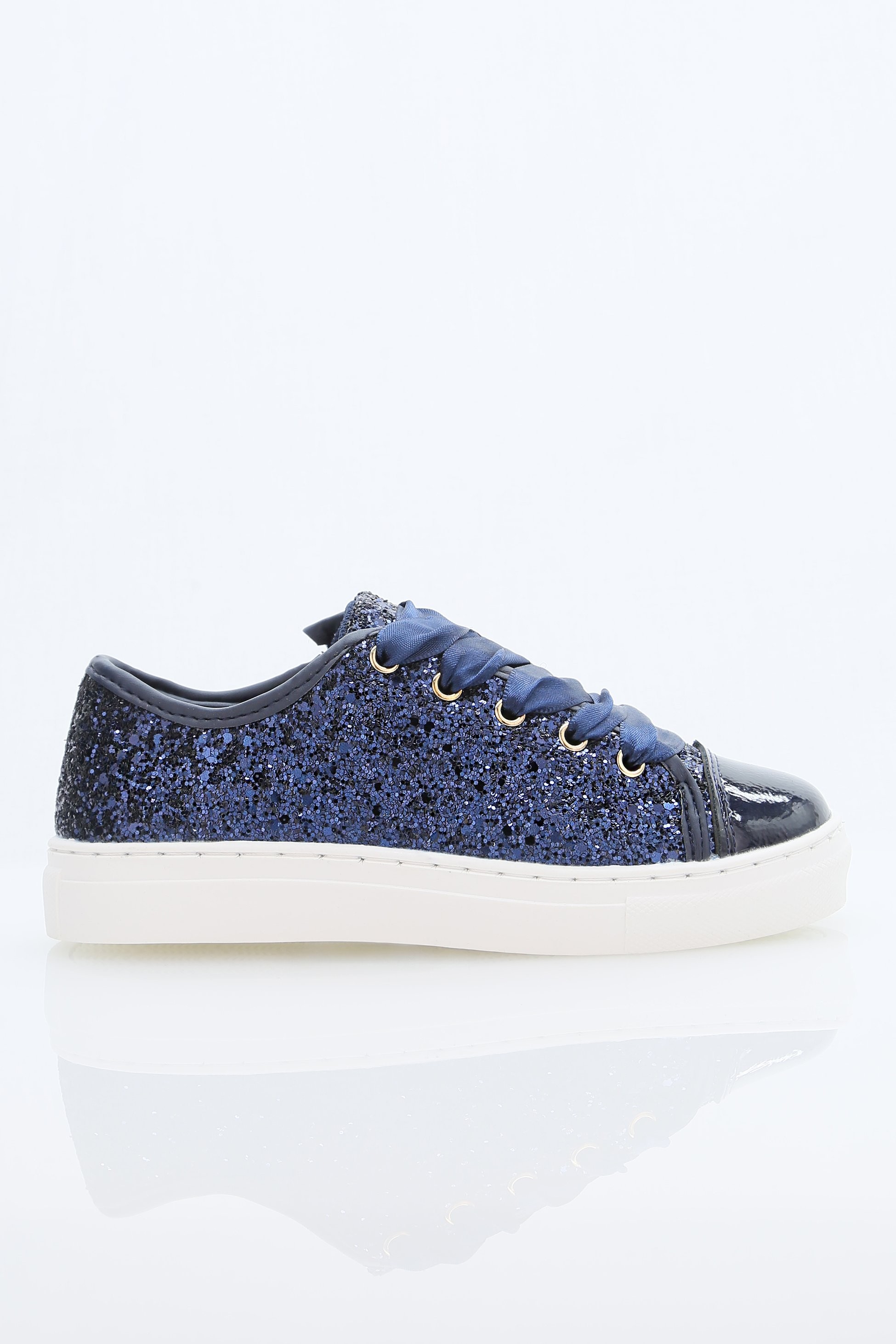 Mädchen Glitzer-Sneakers mit Satinschnürsenkeln – TRINITY - Navy blau