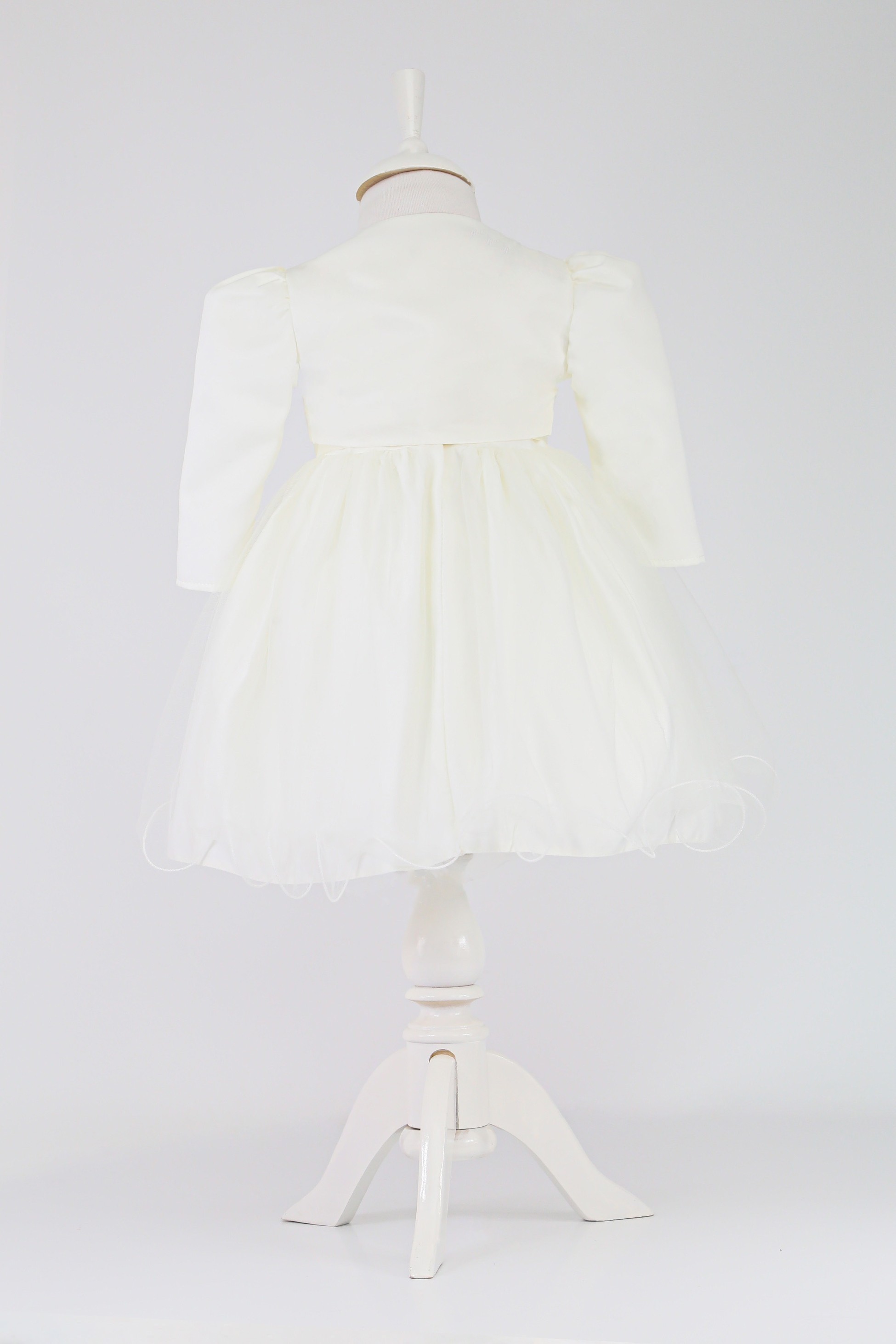 Baby-Mädchen-Ärmelloses Kleid mit Blumen-Bolero - B1176 - Elfenbein