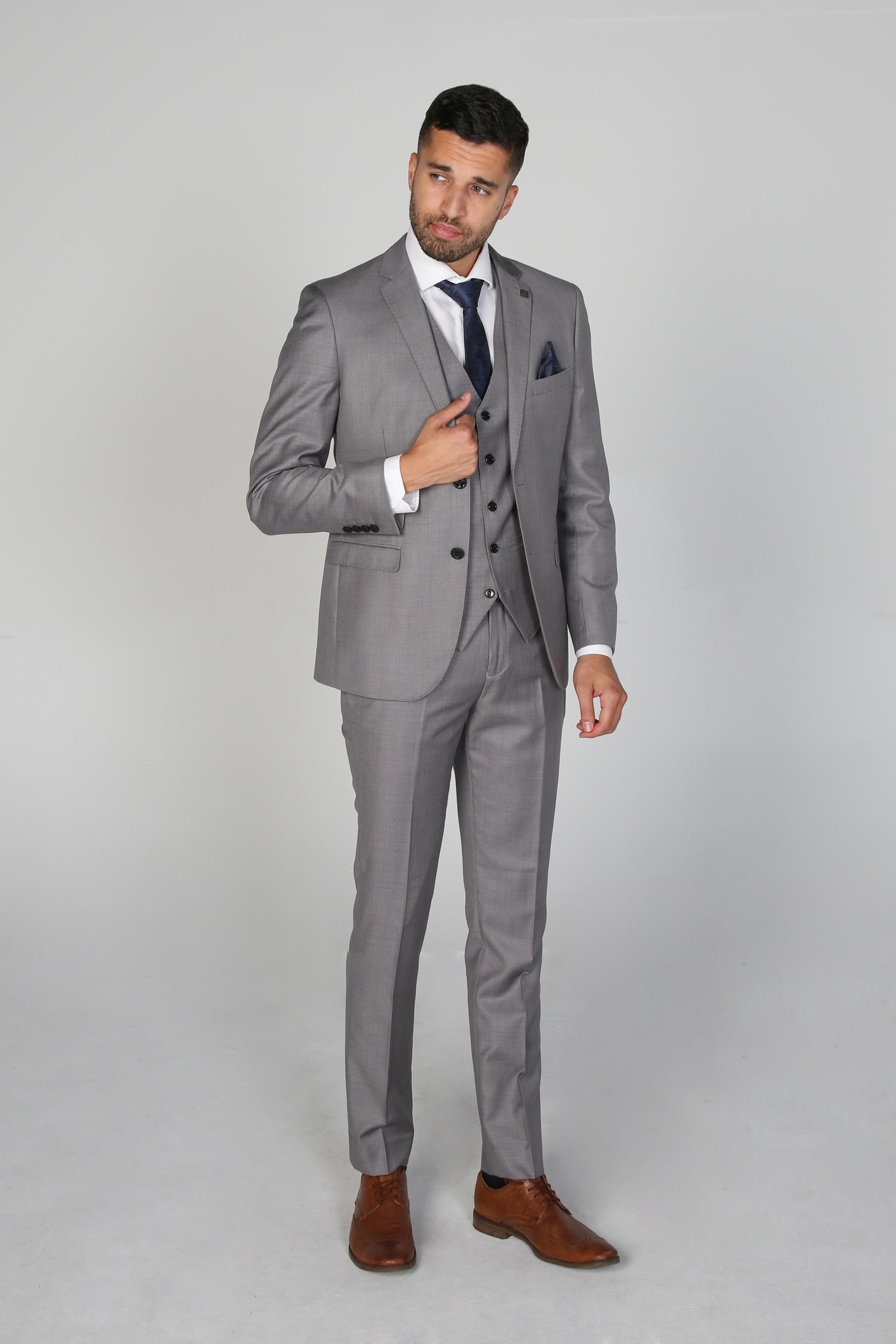 Men's Tailored Fit Formal Suit  - CHARLES - Light Grey