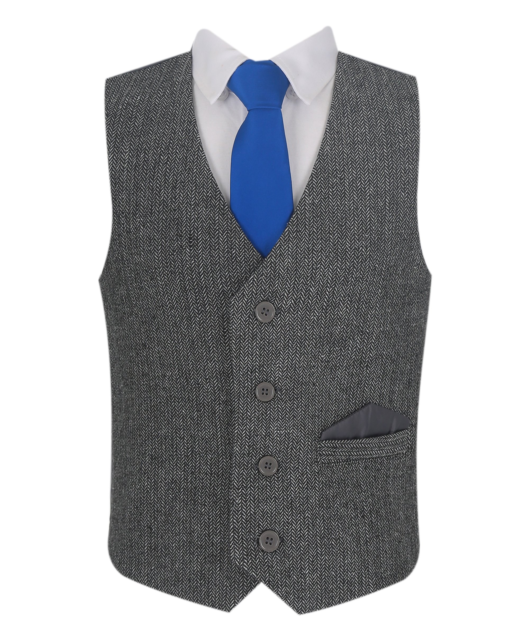 Boys Herringbone Tweed Vest Suit Set