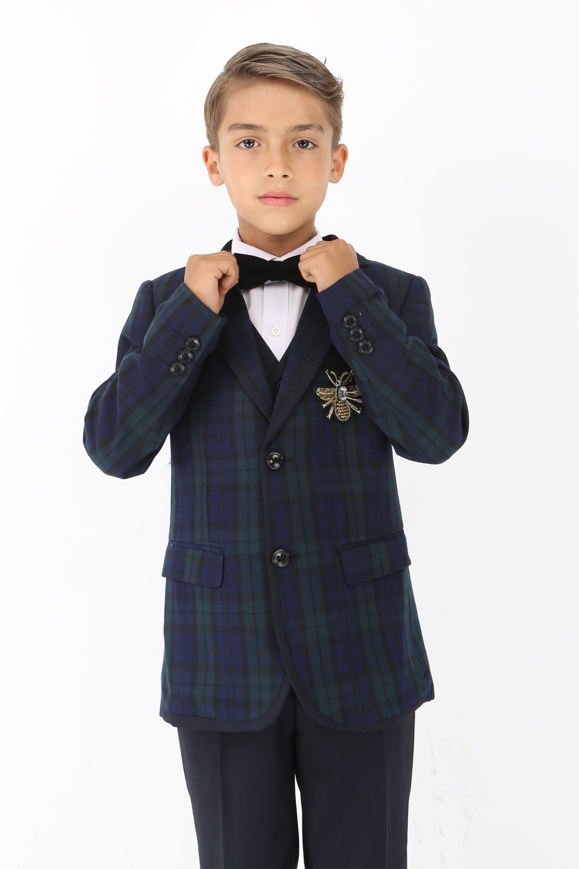 Stylish Boys Tartan Plaid Suit