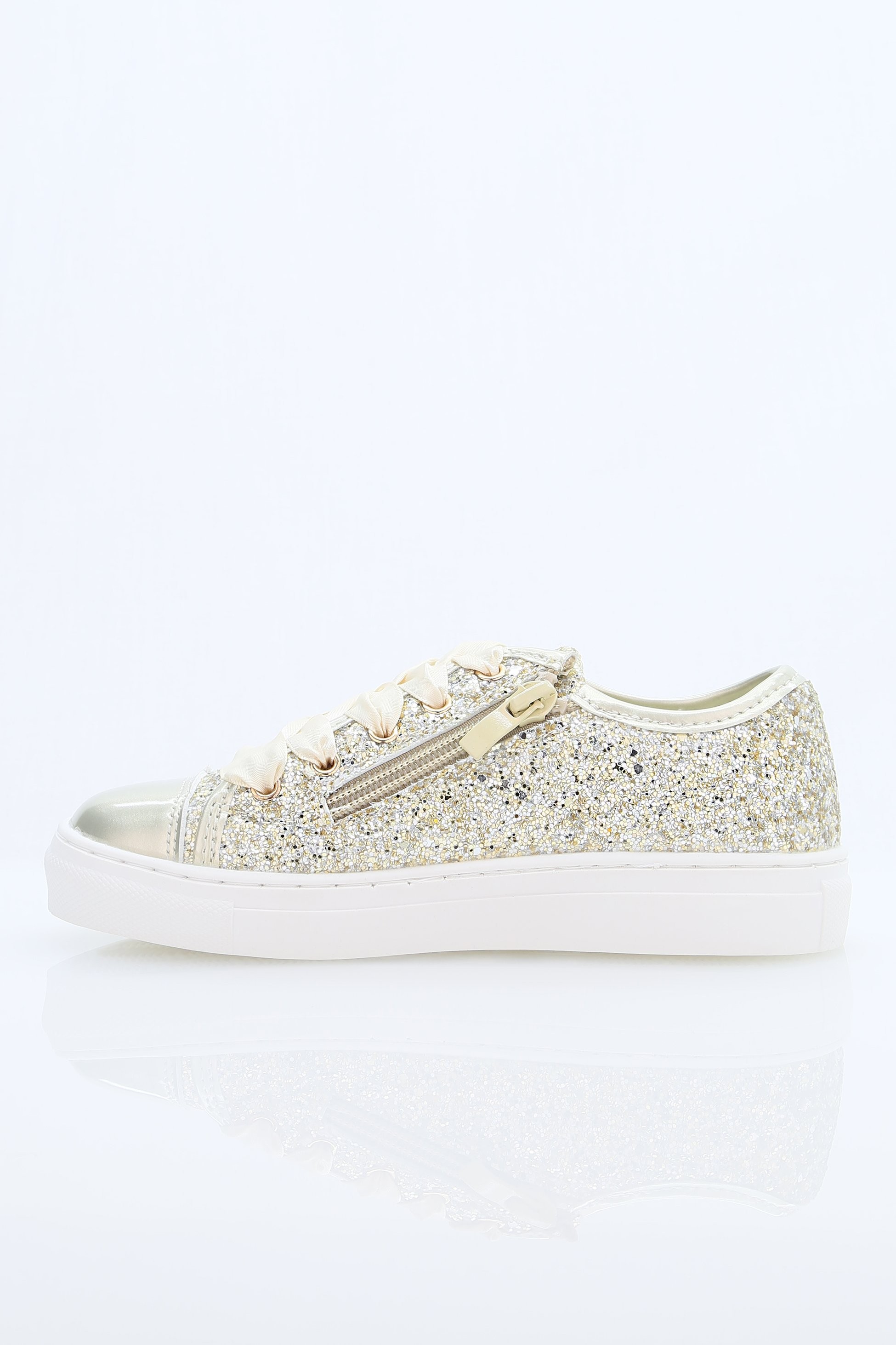 Mädchen Glitzer-Sneakers mit Satinschnürsenkeln – TRINITY - Gold