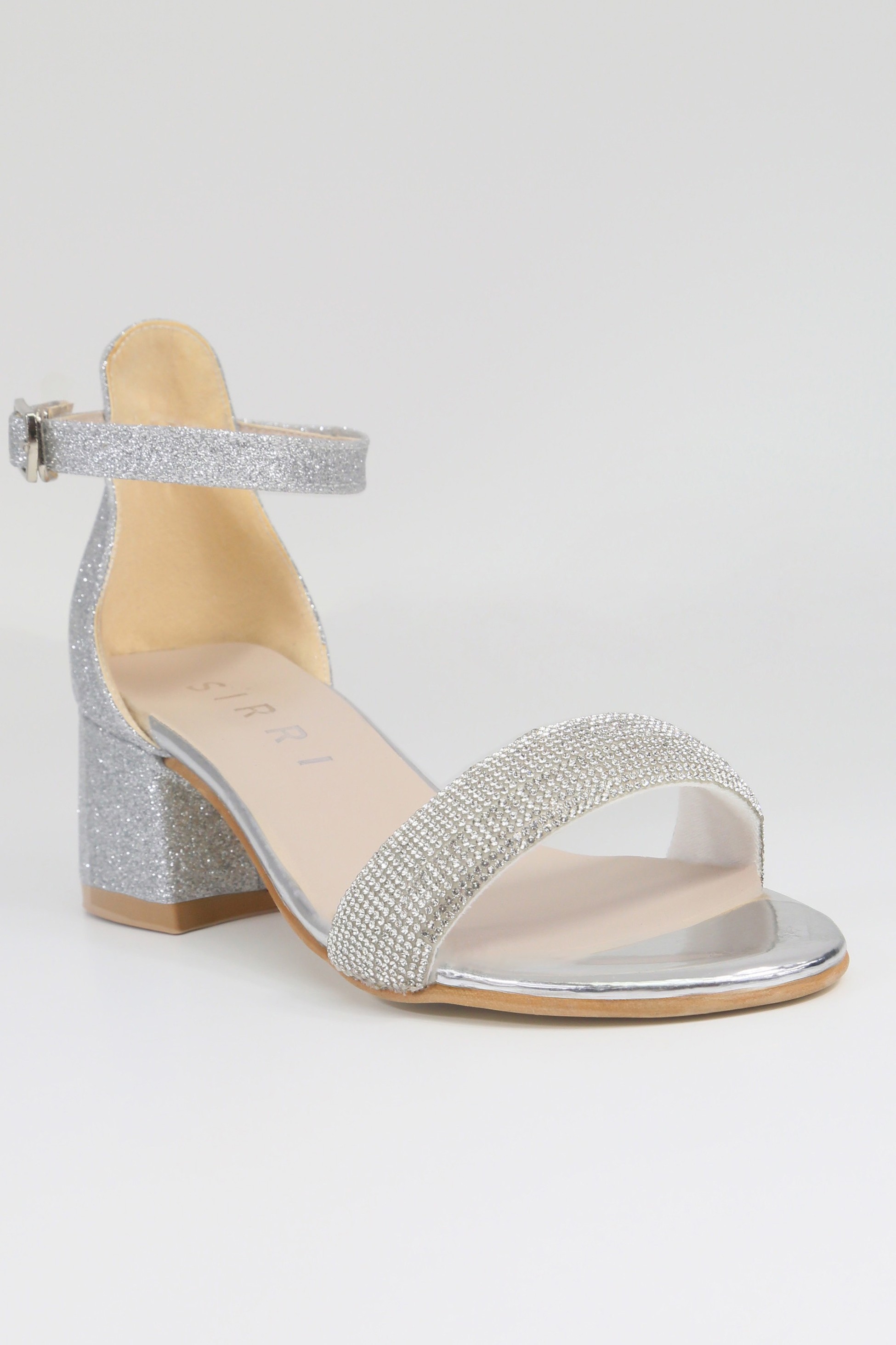 Mädchen-Sandalen mit Strass und Blockabsatz - LARA - Silber