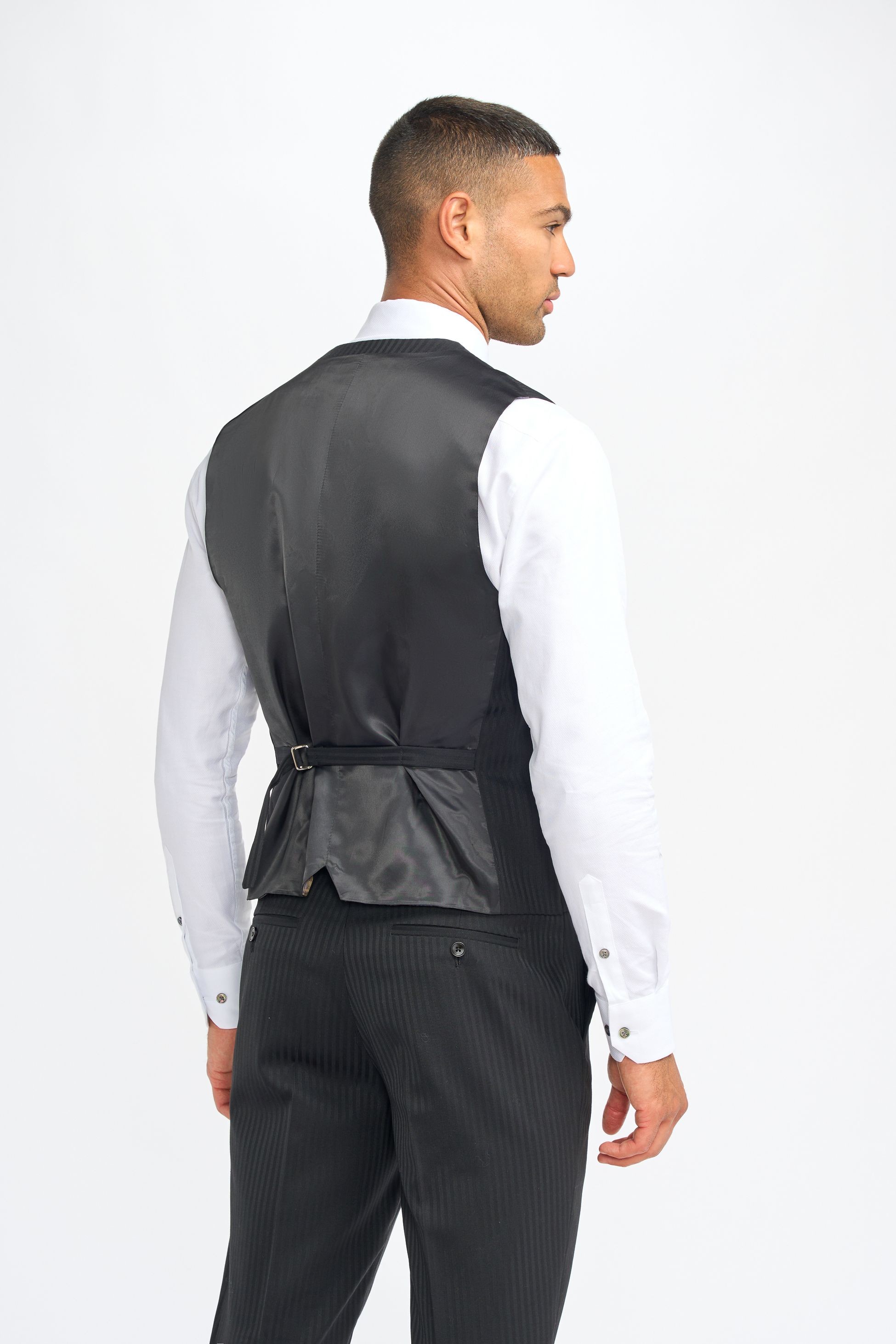 Men’s Black Wool Pinstripe Waistcoat - Roberto