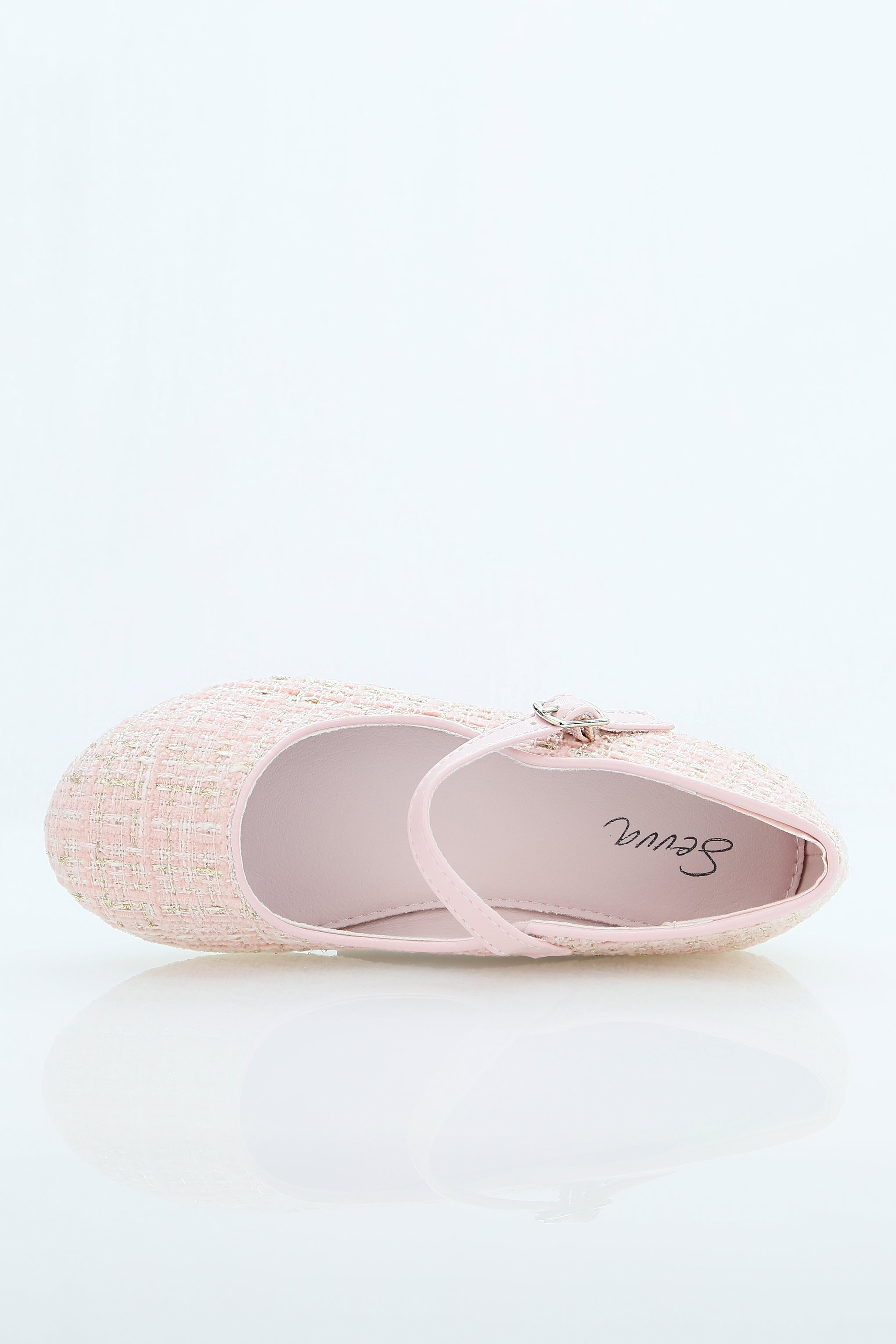 Mädchen Tweed Ballerinas Mary Jane Schuhe - SUZANNE - Rosa