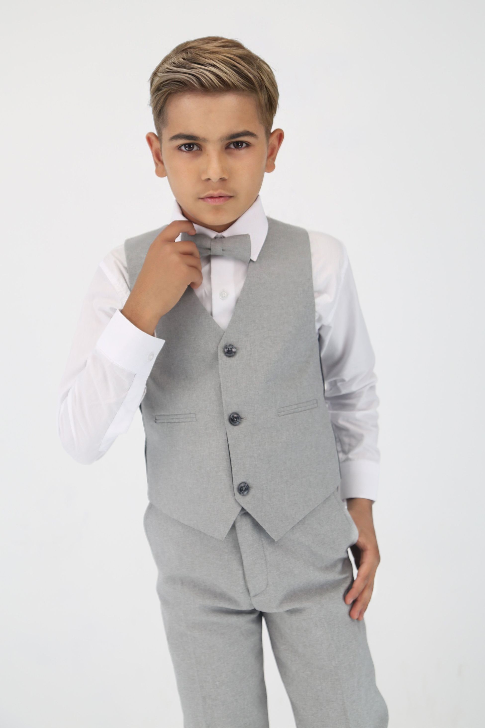 Boys Slim Fit Textured 6-Piece Formal Suit Set