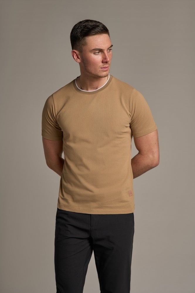 Herren Baumwoll-Slim-Fit T-Shirt - BYRON - Sand Brown