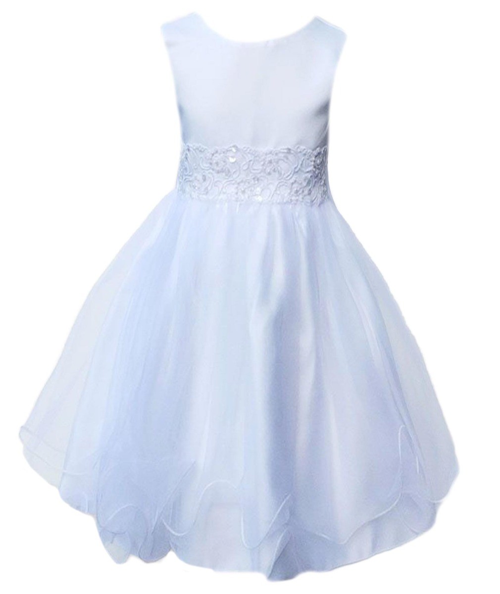 Baby Girls Flower Sleeveless Christening Dress - White