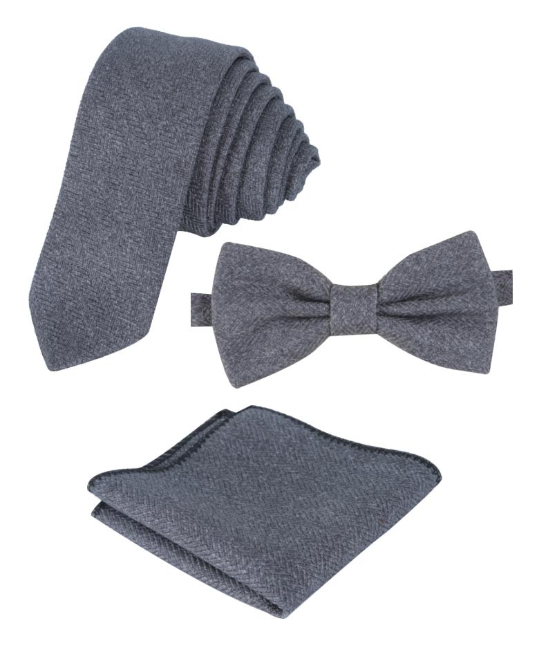 Taschentuch aus Fischgräten-Tweed für Jungen und Herren - Grau