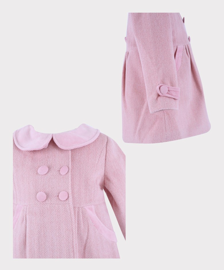 Festliche Mantel und Hut für Baby Mädchen mit Fischgrätenmuster