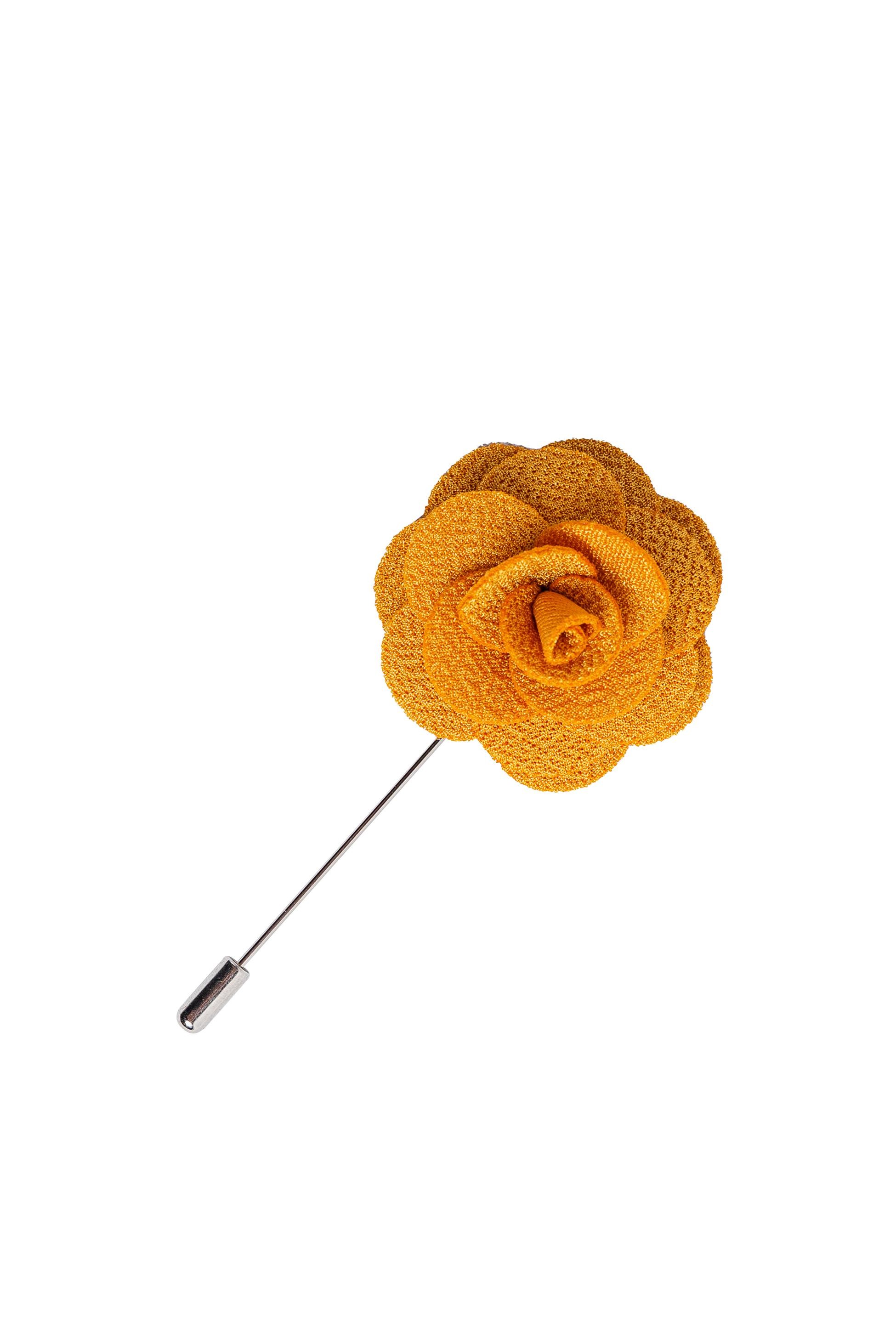 Unisex Flower Suit Blazer Lapel Pin - Gold