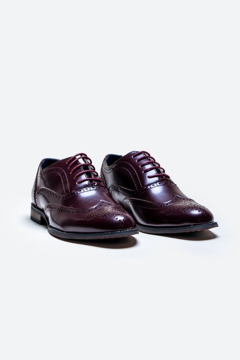Men's Oxford Brogue Shoes - CLARK - Burgundy