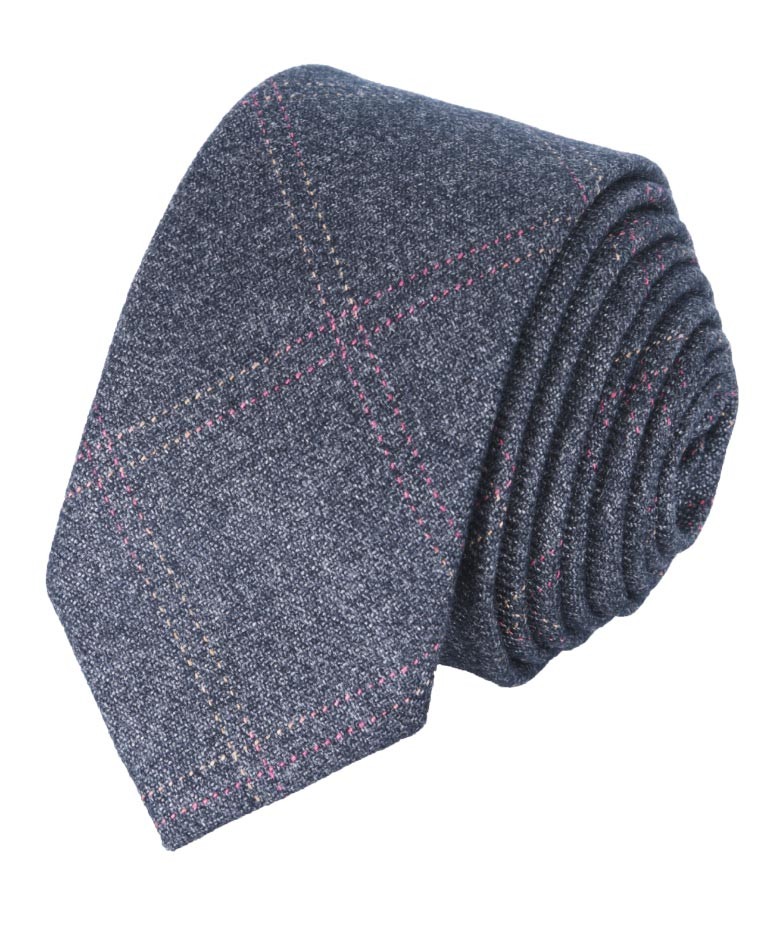 Jungen & Herren Tweed Karo Slim Krawatten-Set