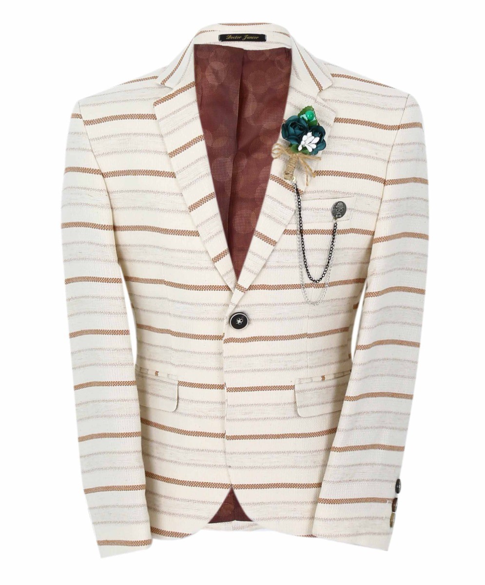 Boys Slim Fit Striped Blazer