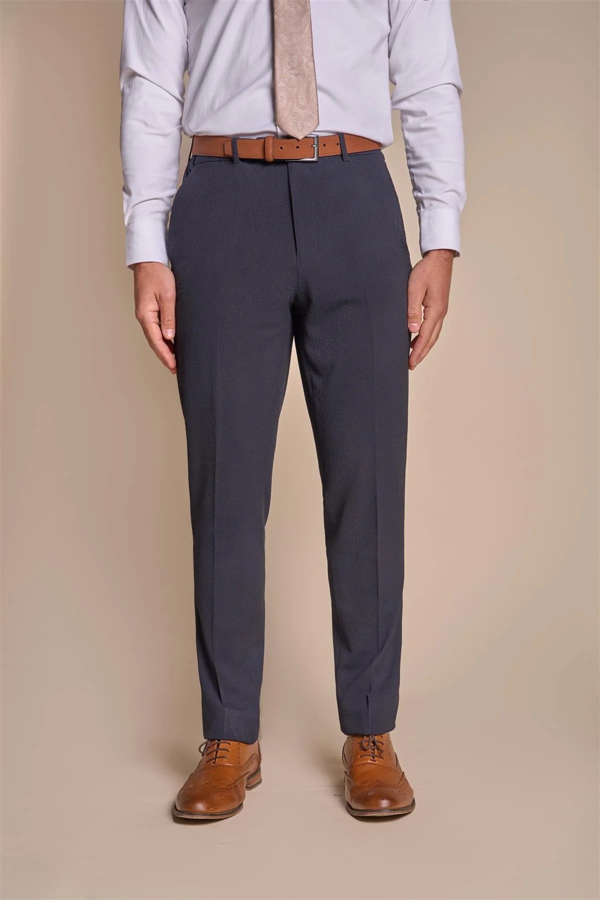 Men’s Textured Slim Fit Formal Pants – SIREN - Navy Blue