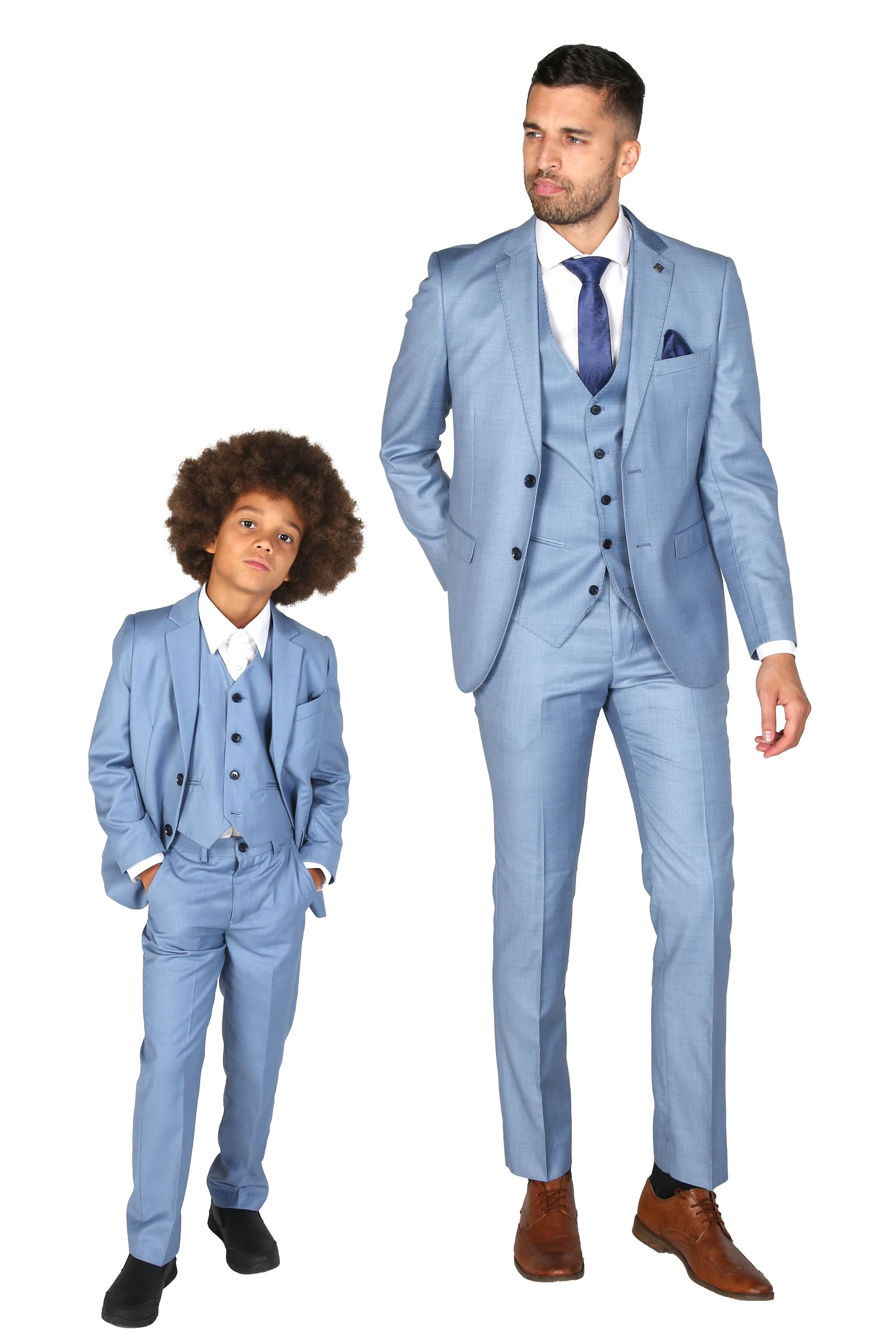 Jungen maßgeschneiderter Anzug Set in Himmelblau - Charles