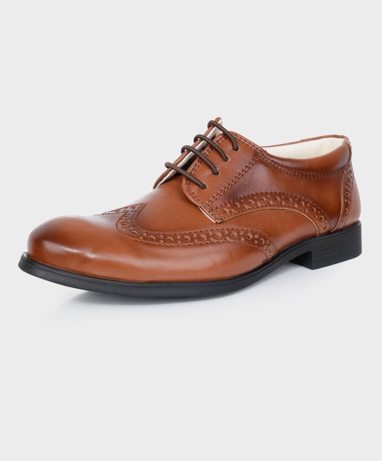 Jungen Derby Brogue Schnürschuhe - Braun braun