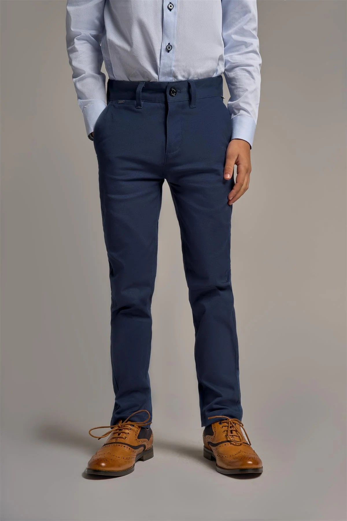 Pantalon Chino en Coton Coupe Slim pour Garçons - DAKOTA - Bleu marine