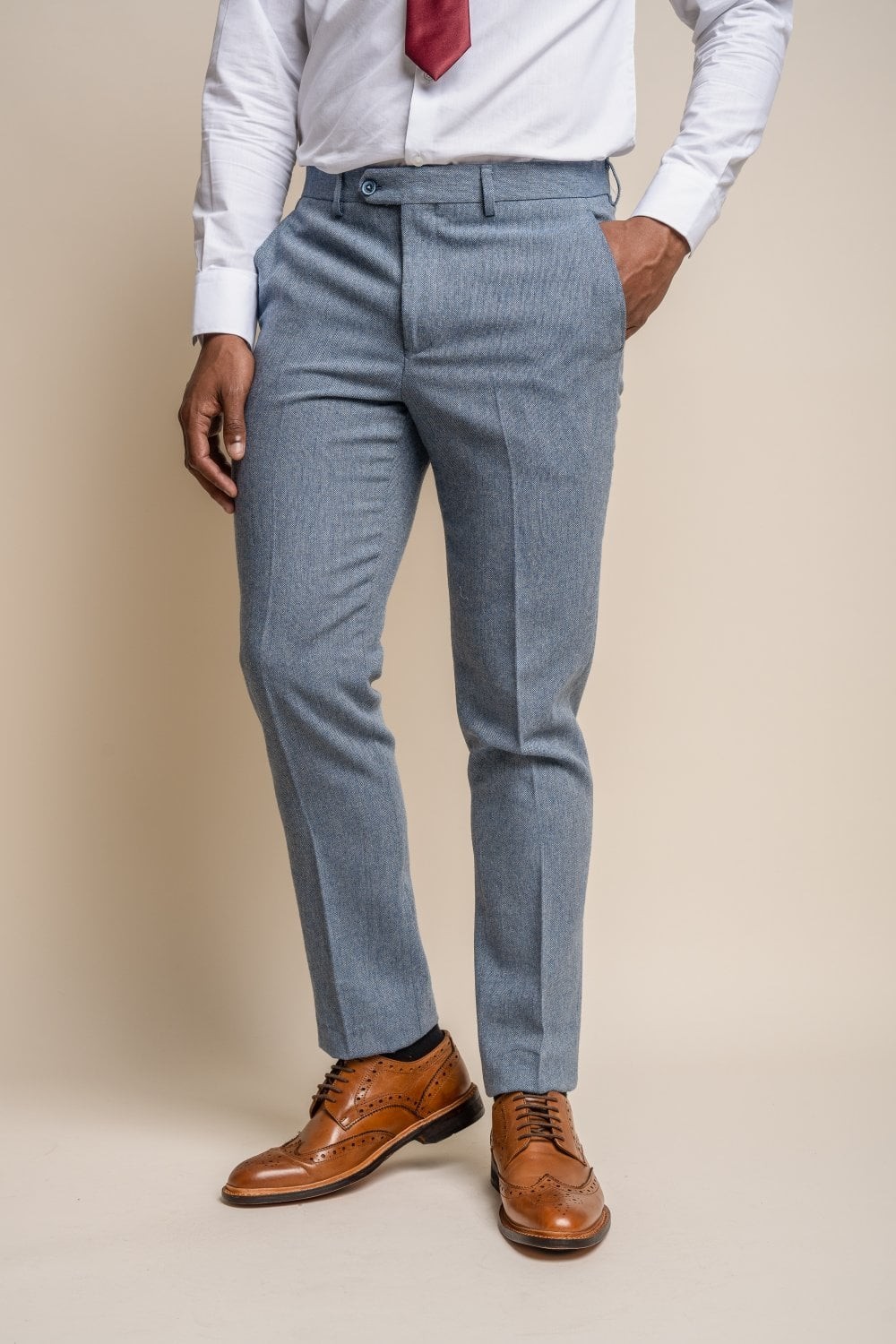 Men's Tweed Slim Fit Pants- WELLS Blue