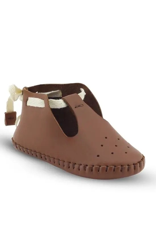 Baby Boys Genuine Leather Pre-walker Crib Shoes - Patik  - Tan Brown