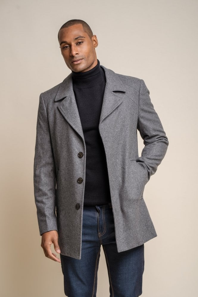 Men's Wool Blend Mid-length Coat - NELSON