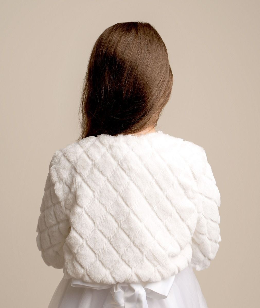 Baby & Girls Quilted Ivory Fur Bolero Jacket - B307A