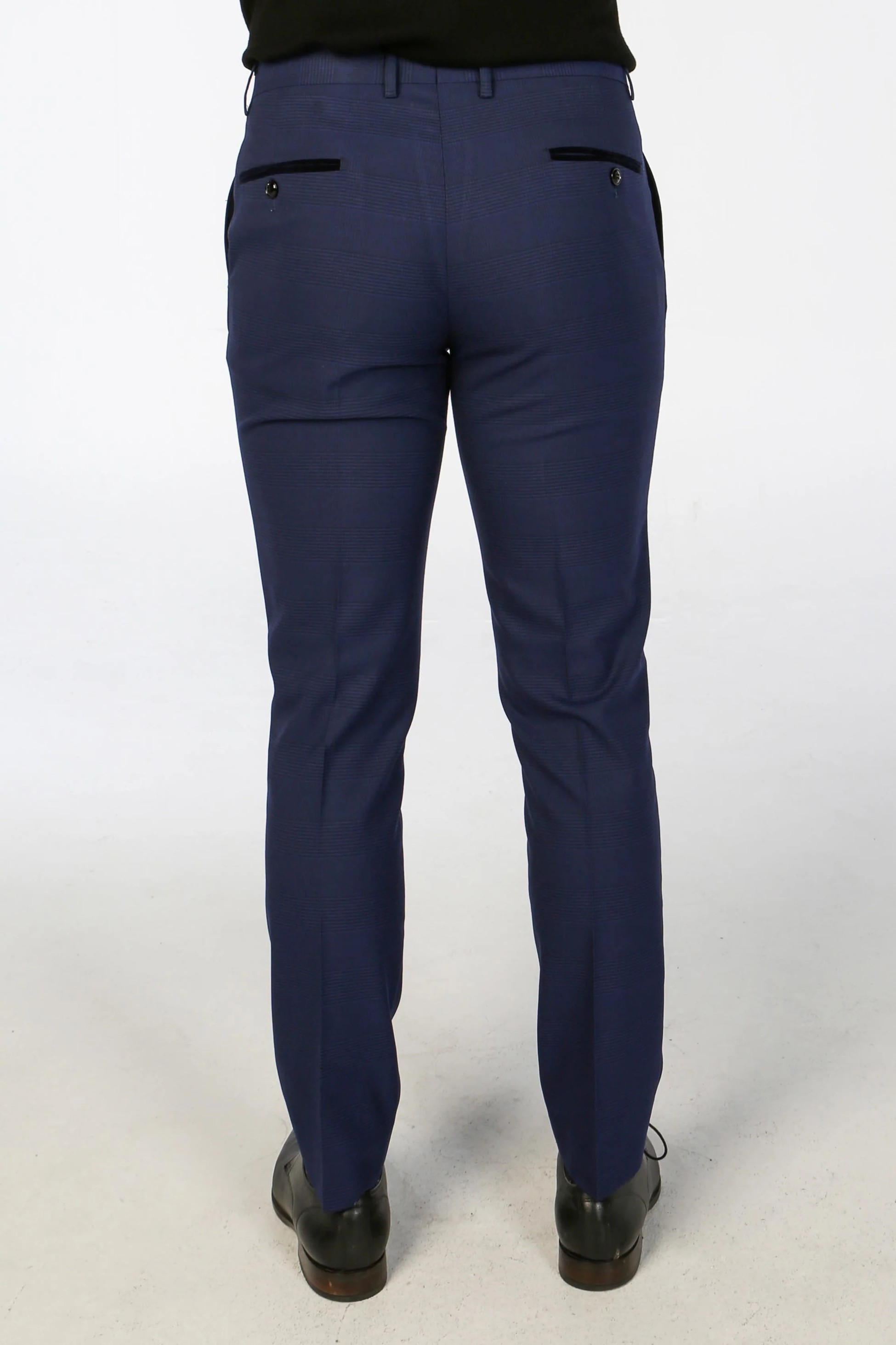 Men’s Navy Blue Check Trousers - MARK