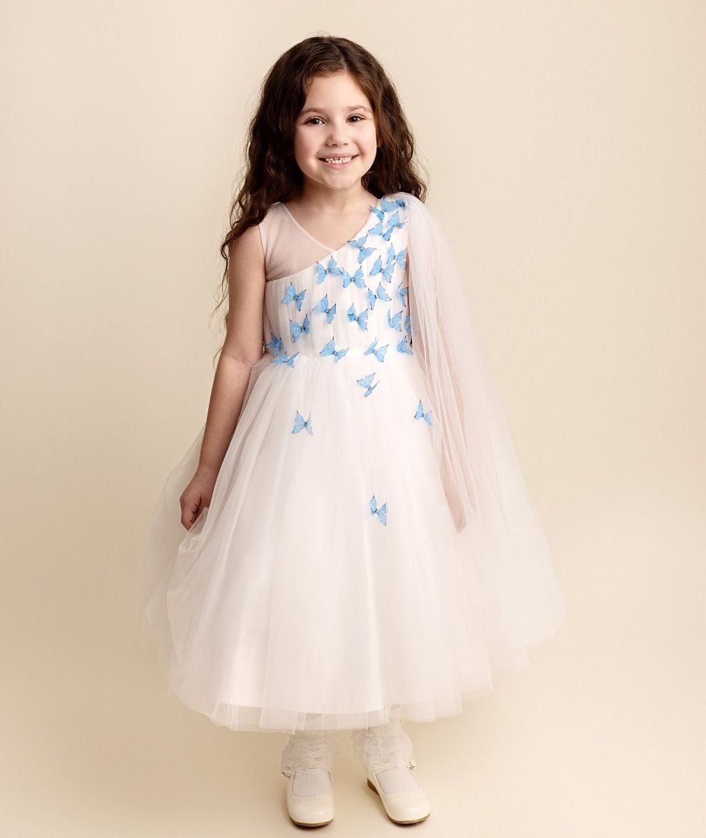 Girls Tulle Dress with Butterfly Appliques - PARIS