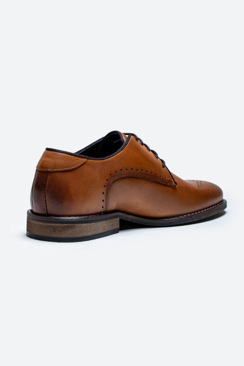 Herren Derby Schnürschuhe aus Leder mit Brogue-Muster - MADRID - Braun braun