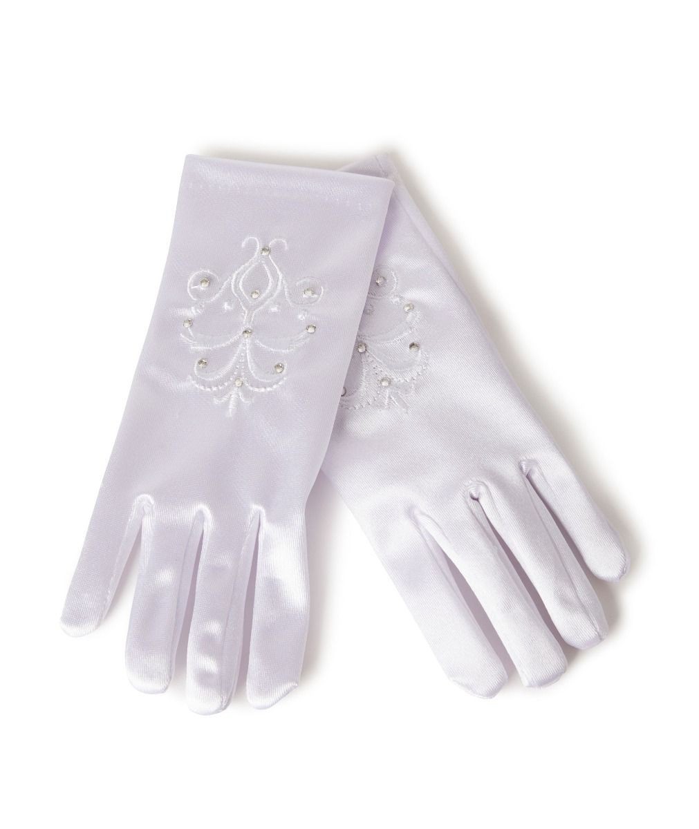 Gants en satin blanc avec motif tourbillon pour filles - ELSA