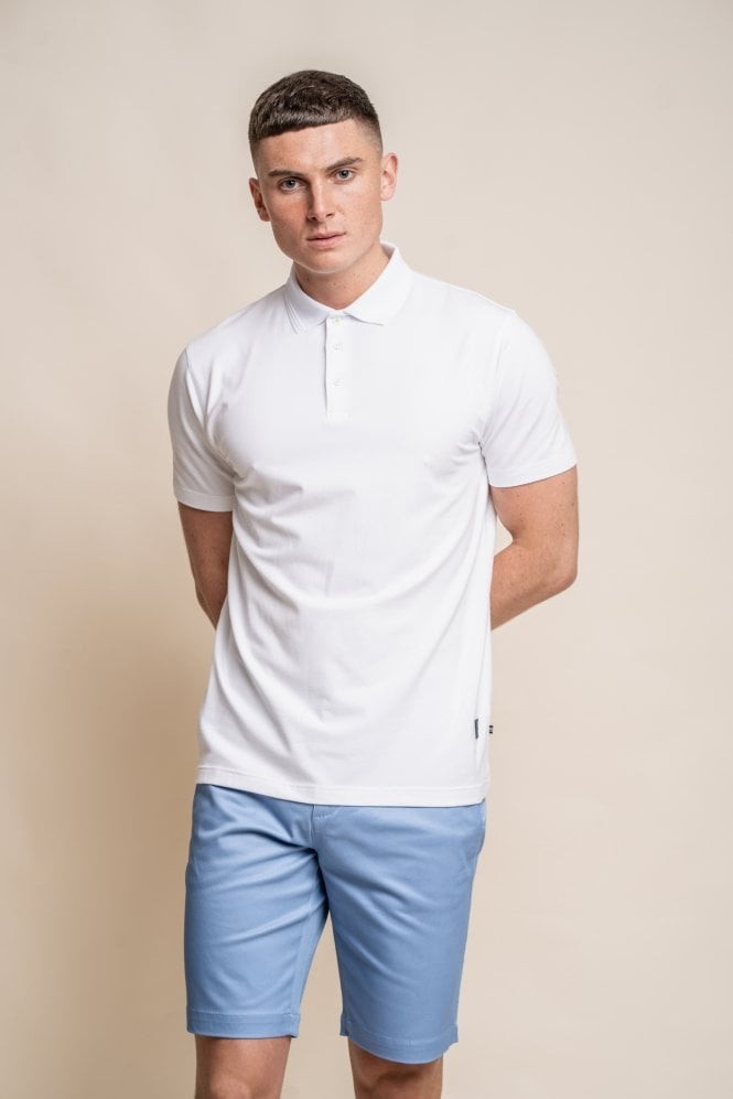 Men's Slim Fit Cotton Short Sleeve Polo T-Shirt - Kelsey - White