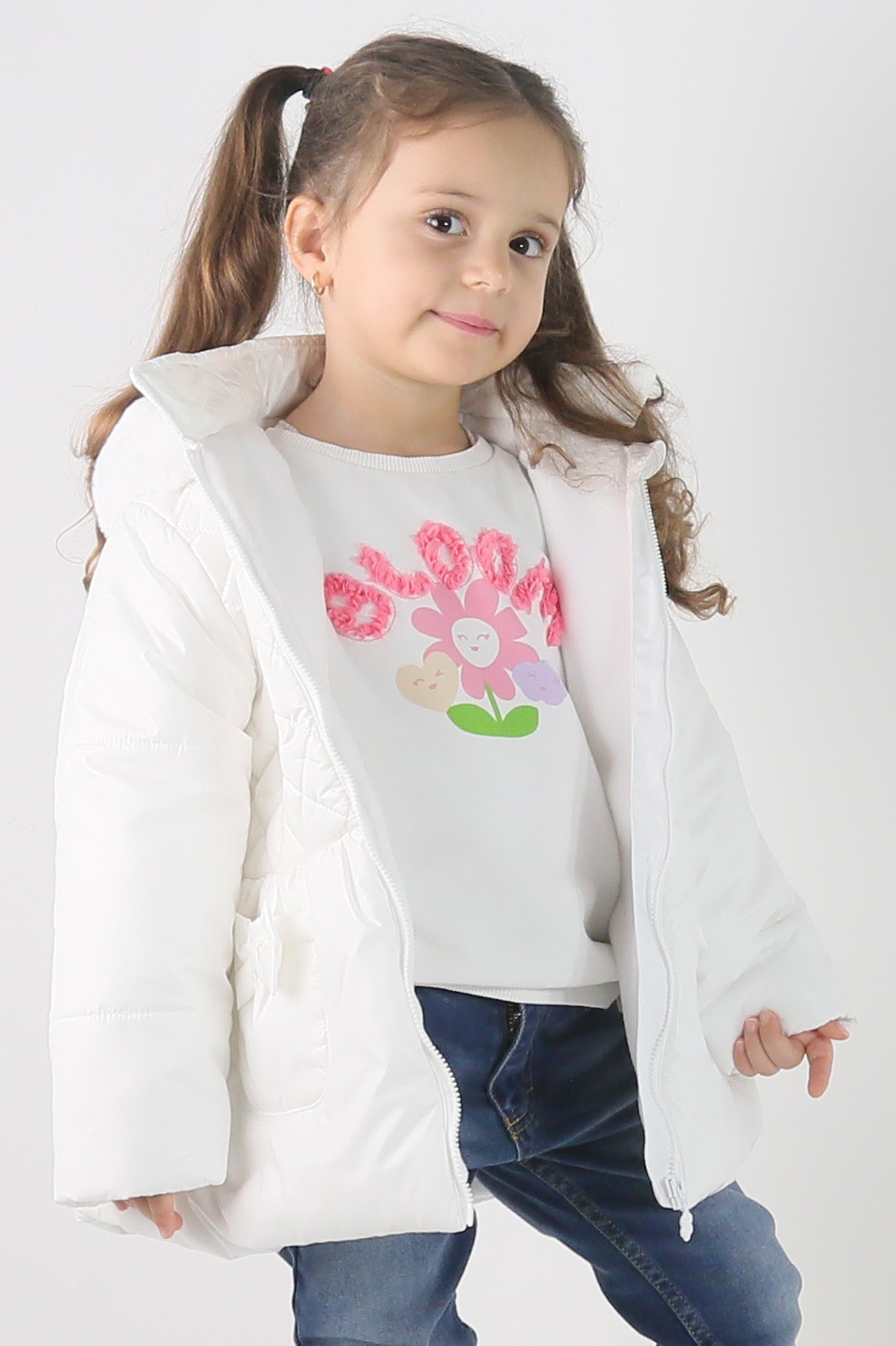 Manteau Matelassé à Capuche pour Bébé & Filles - SASHA - Blanc