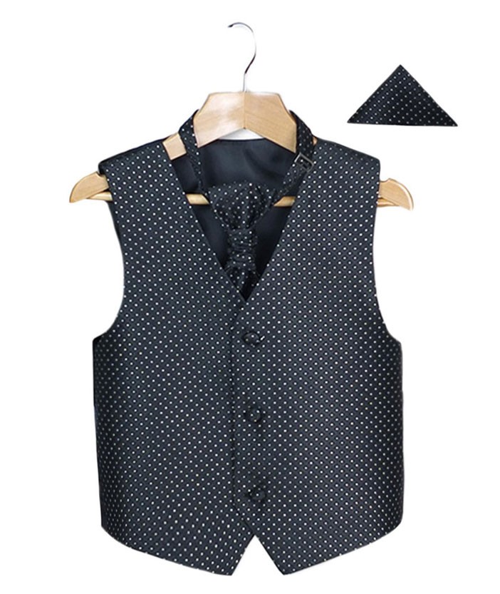 Boys & Men Vest Cravat Hanky Set - Black