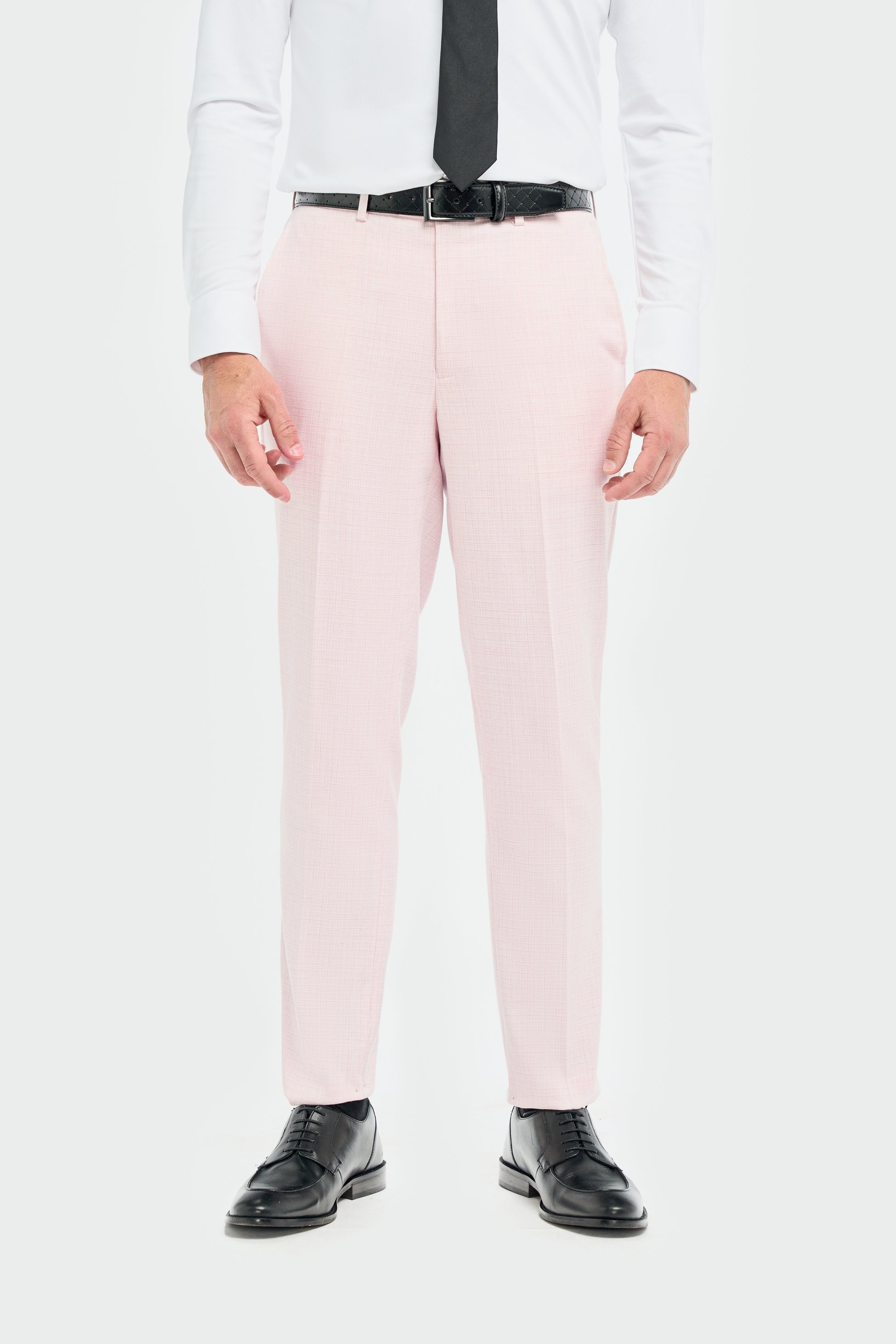 Herren 3-Teiliger Slim-Fit Texturierter Formeller Anzug - Tropez Rosa