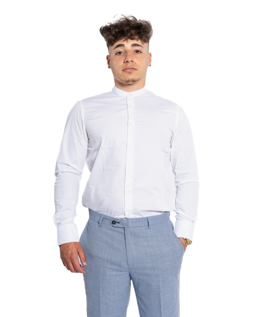 Men's Cotton Mandarin Collar Shirt - NICALO