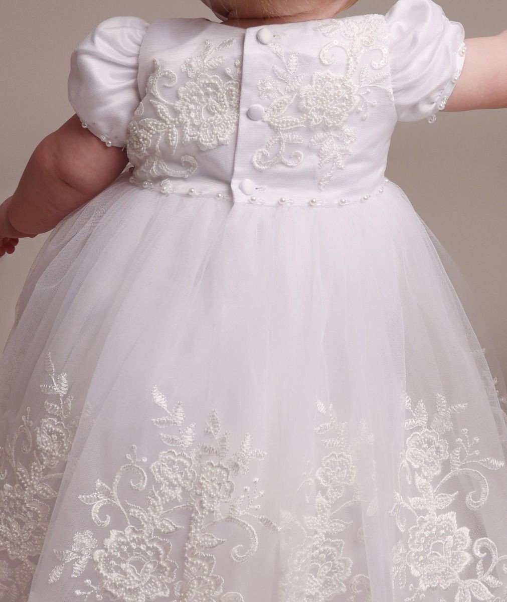 Baby Mädchen Erbstück Spitzen-Taufkleid & Haube - ALEXA - Weiß