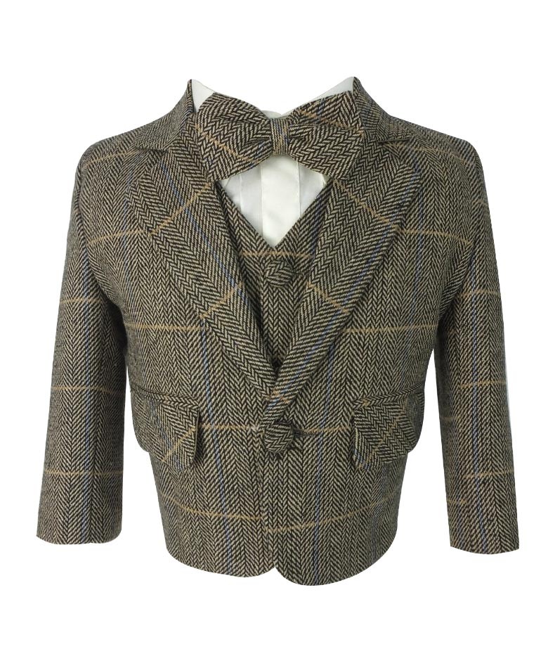 Baby Jungen Fischgräten-Karo Tweed Anzugset