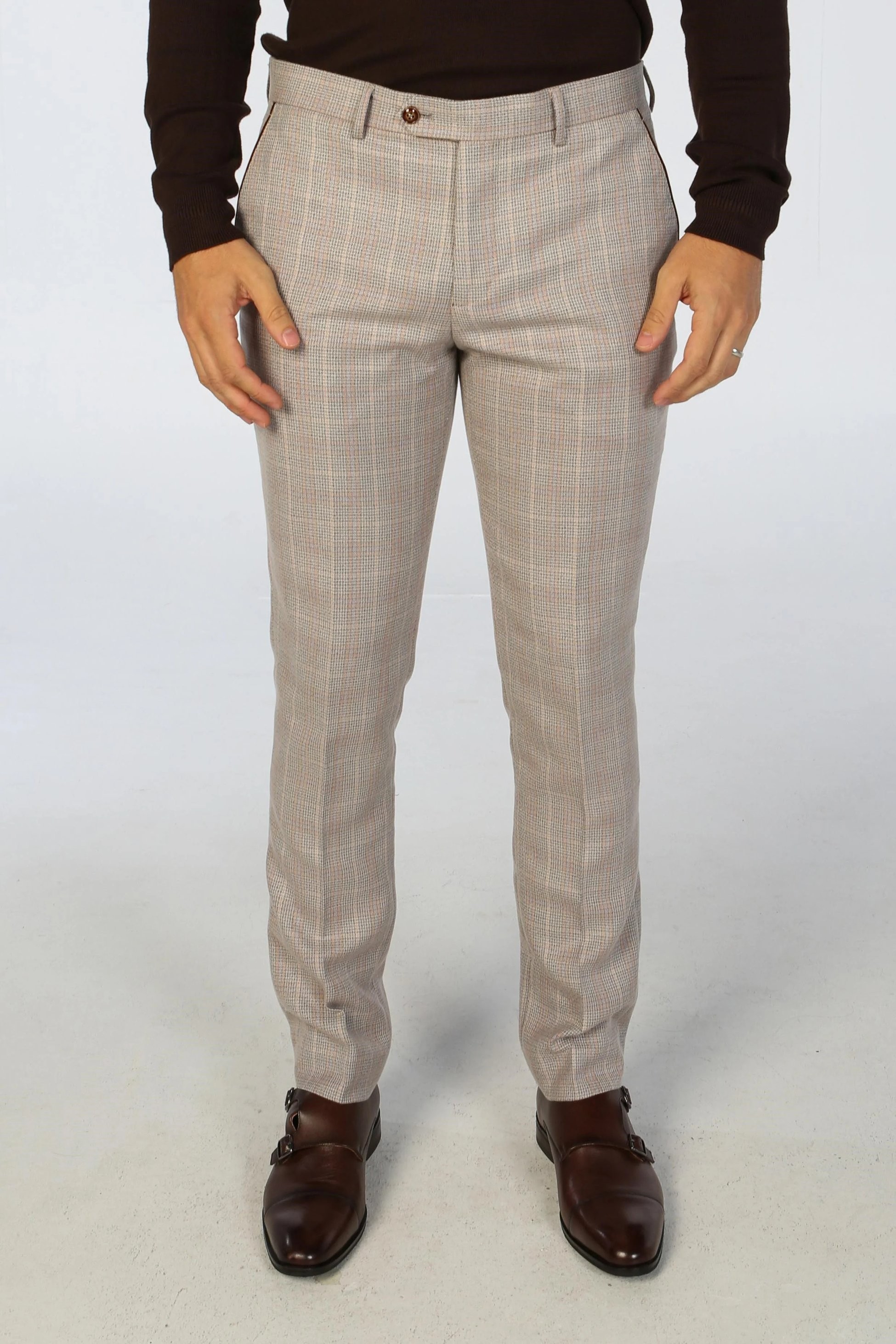 Men’s Tailored Fit Check Trousers – LEO