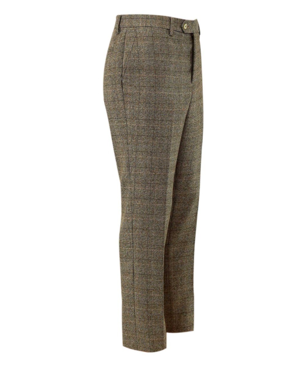 Herren Tweed Karomuster Hose - MARCELLO DANIEL 5471T BEIGE