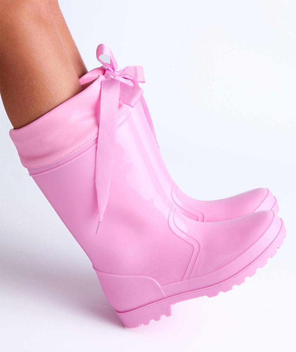 Mädchen-Gummistiefel mit Schleife, Wasserdichte Stiefel - DALLAS - Rosa