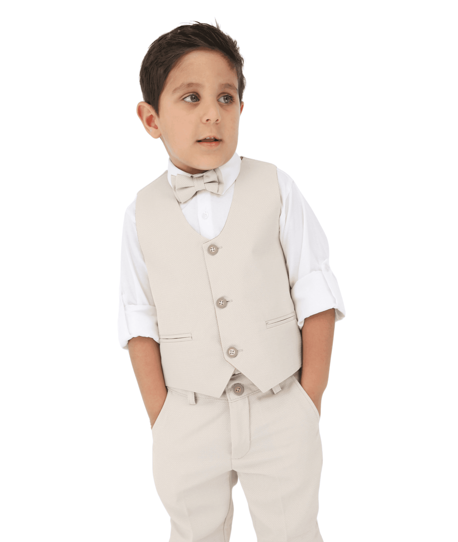 Ensemble Costume Slim Fit Texturé pour Garçons, Tenue de Cérémonie - Beige