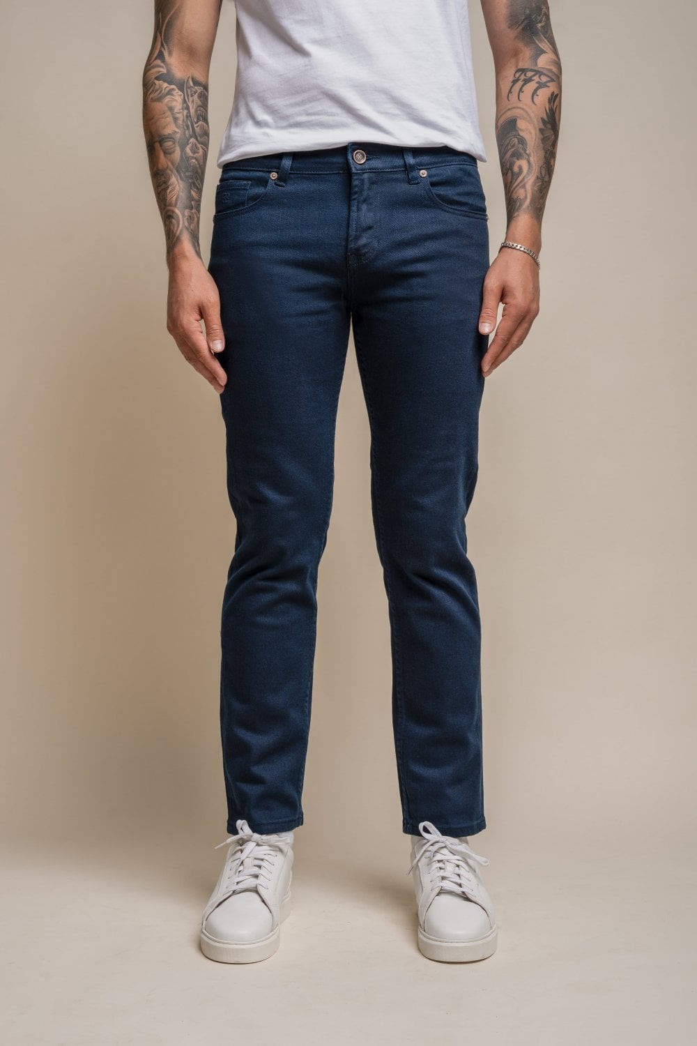 Herren Baumwolle Slim-Fit Stretch Denim Jeans - MILANO - Navy blau