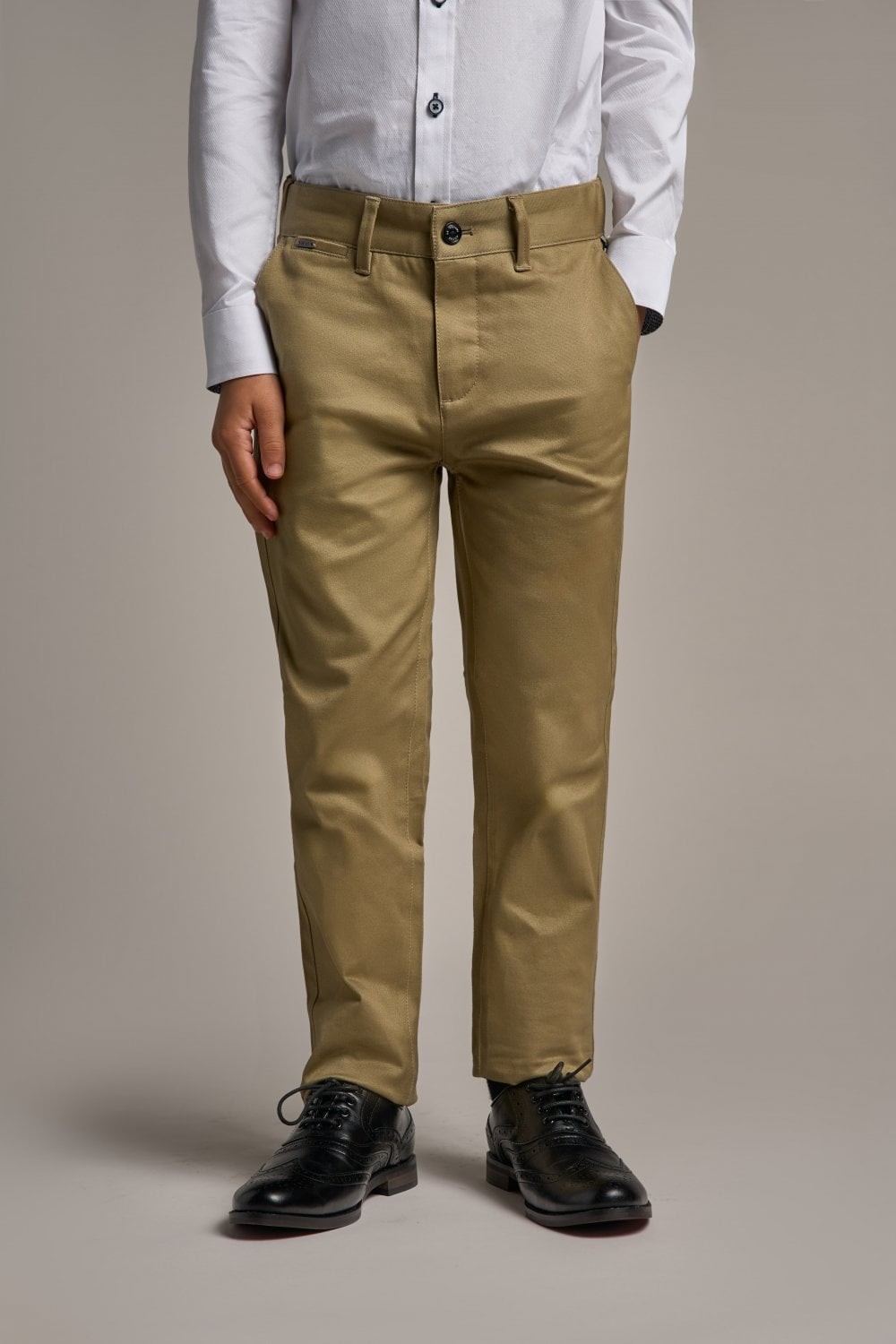 Pantalon Chino en Coton Coupe Slim pour Garçons - DAKOTA - Kaki brun