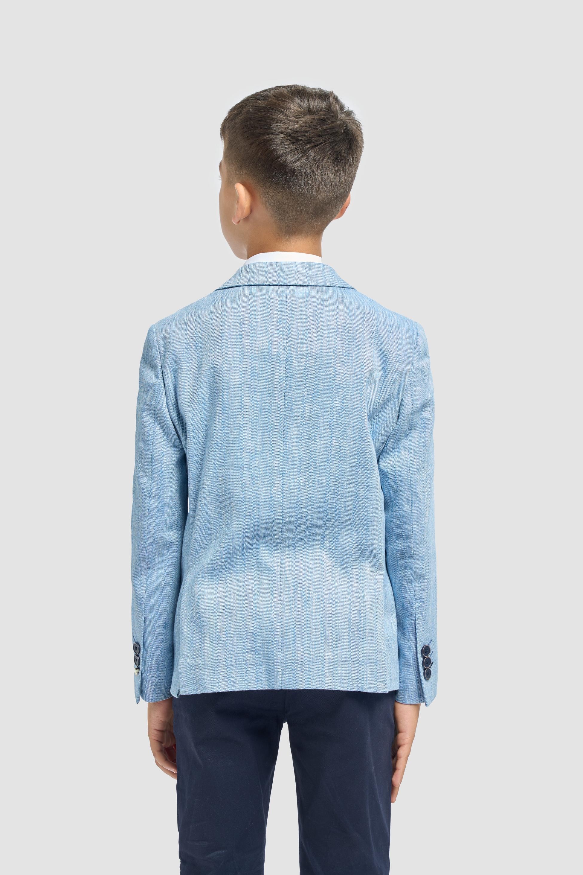 Jungen Leinenmischung Blazer mit Aufgesetzten Taschen - Luigi - Himmelblau