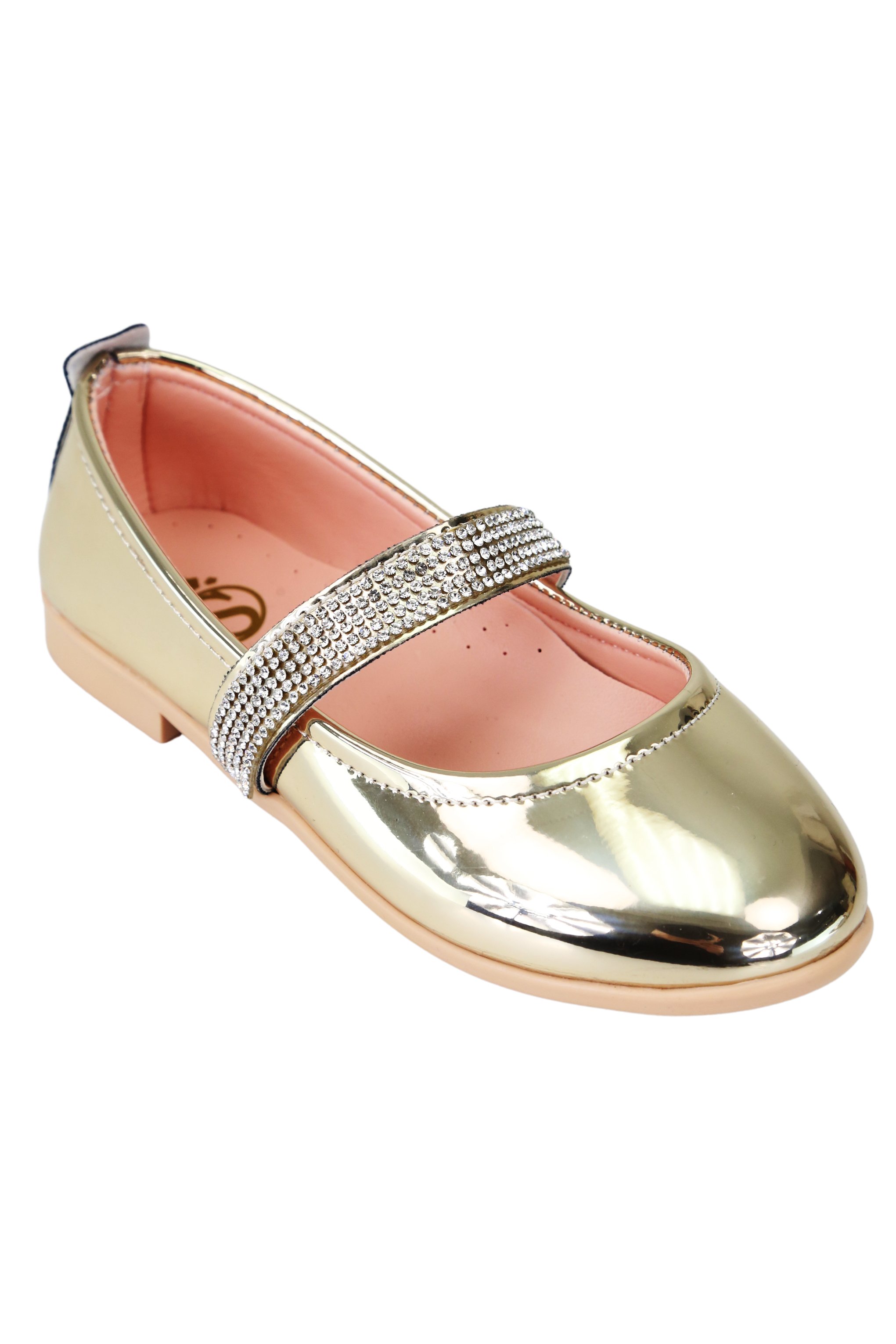 Girls Rhinestone Patent Mary Jane Shoes - ARWEN - Gold
