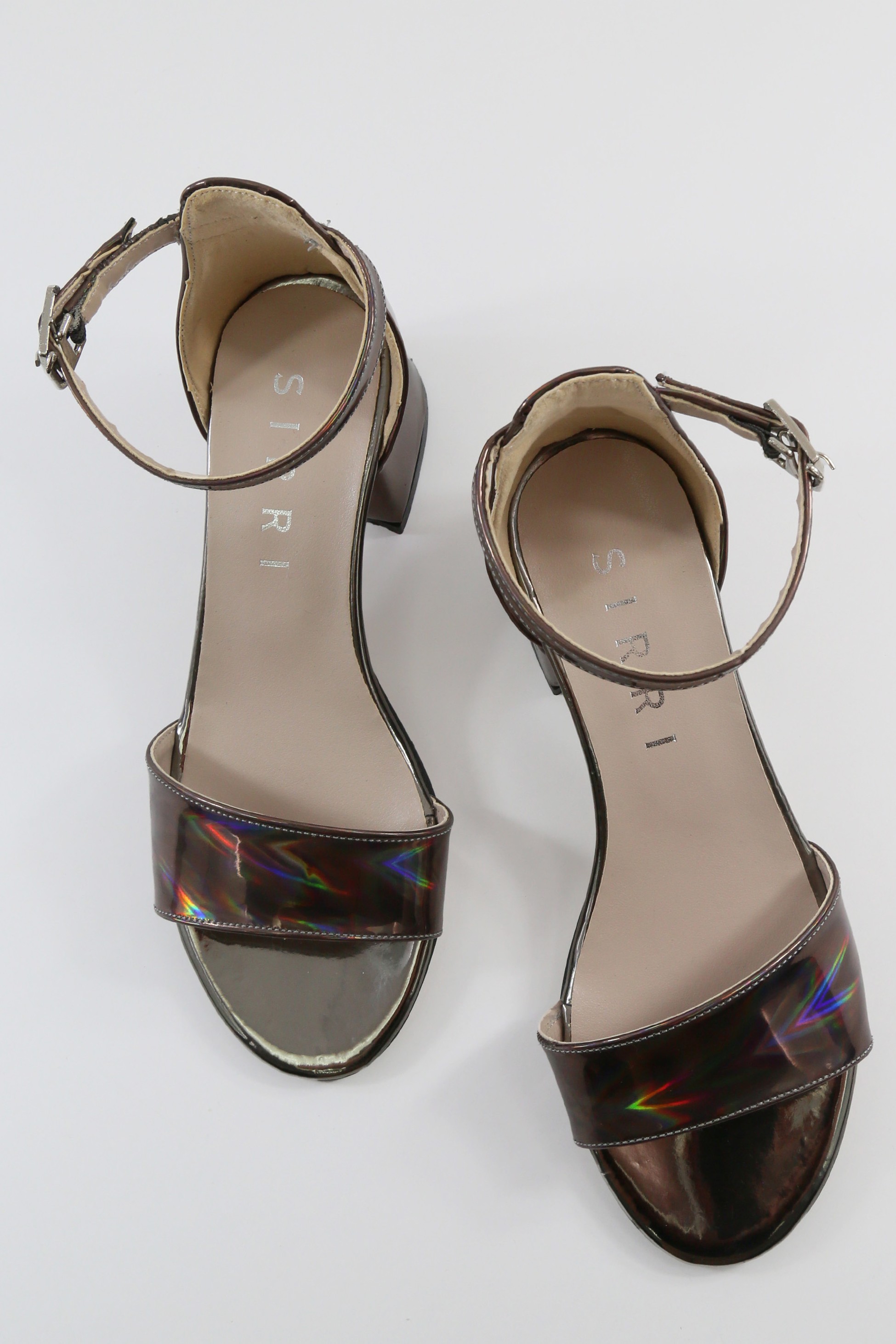 Mädchen Iridescente Blockabsatz-Sandalen in Lackoptik - NOVA - Dunkelsilber