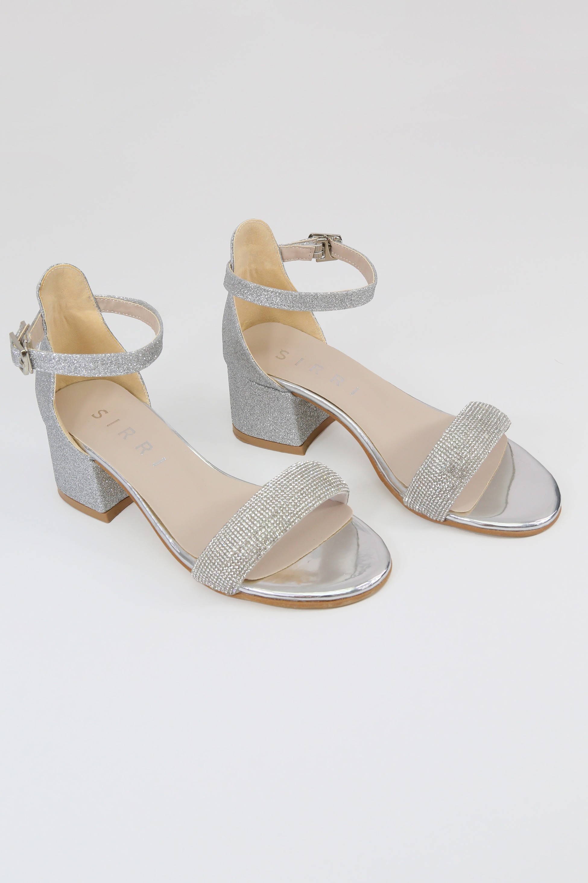 Mädchen-Sandalen mit Strass und Blockabsatz - LARA - Silber