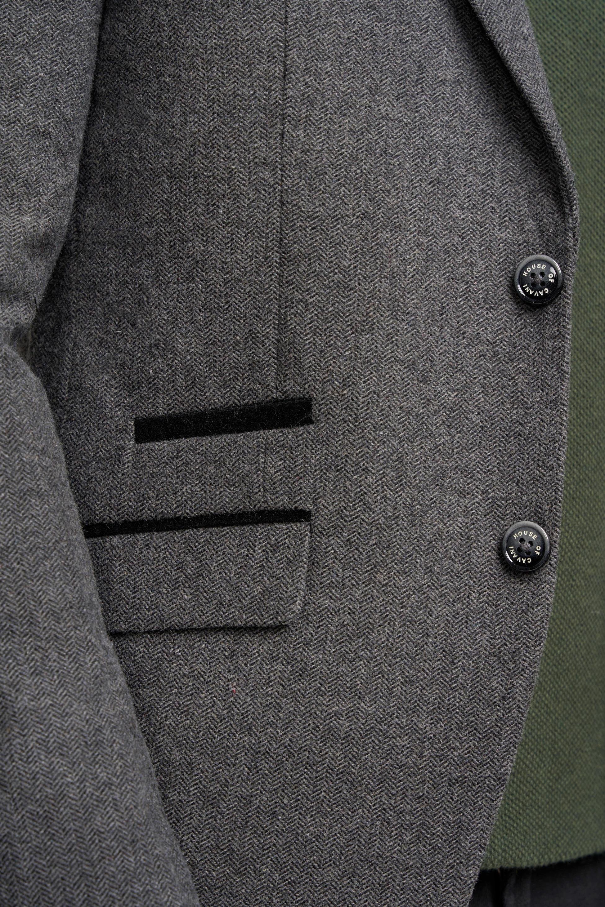 Veste de costume en tweed à chevrons gris pour hommes - COSMO